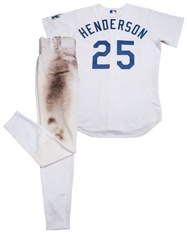 2003 Rickey Henderson Final Career Stolen Base Photo-Matched Game Used Uniform (Henderson LOA) Jersey and Pants